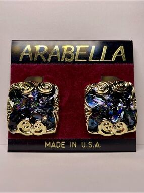 Arabella Gold Iridescent Cluster Clip Ons